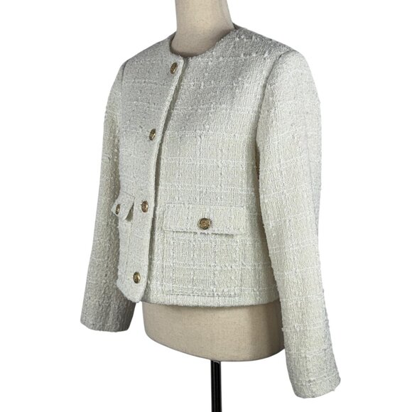 NWT Abercrombie & Fitch Ivory Blazer with Gold Hardware Size Medium - Picture 6 of 14